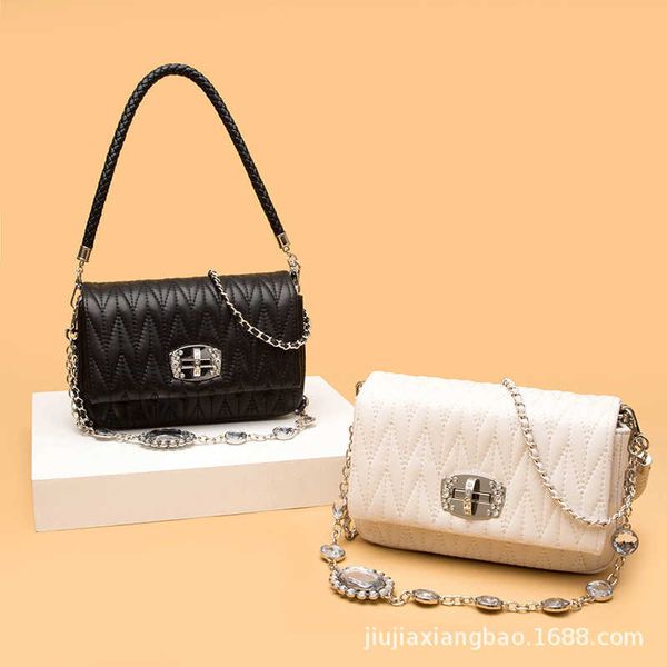 

designer bag leather crossbody bag women's temperament chain small fragrant wind diamond grid light luxury underarm portable shoulder 8