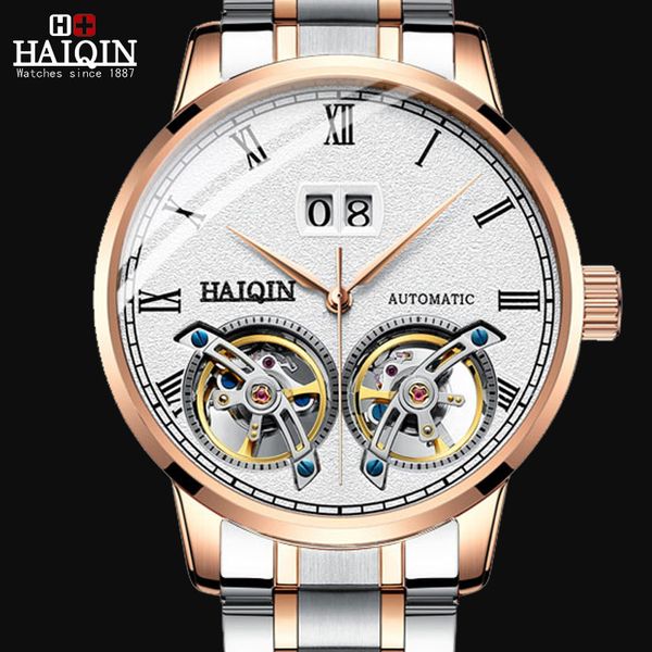 

other watches haiqin men s watch men luxury waterproof fashion automatic mechanical gold military watch montre homme 230729, Slivery;black