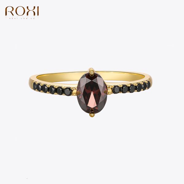 

wedding rings roxi egg shape exquisite black crystal for women couple 925 sterling silver engagement ring gift jewelry 230729, Slivery;golden