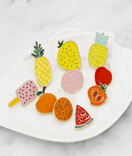 

selling cute cartoon little kind of fruits pineapple orange watermelon alloy enamel pin badge brooch4796545, Gray