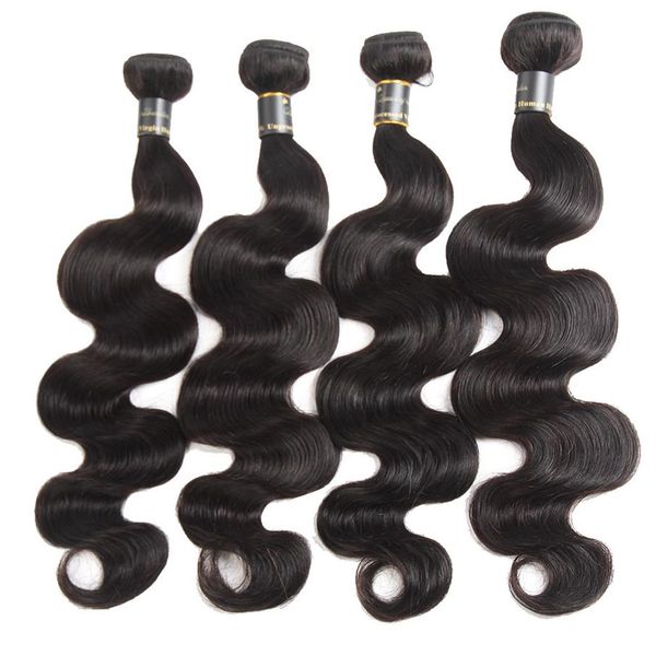 

peruvian indian malaysian cambodian brazilian body wave hair weave bundles brazillian human hair extensions 3 or 4 pcs natur283k, Black