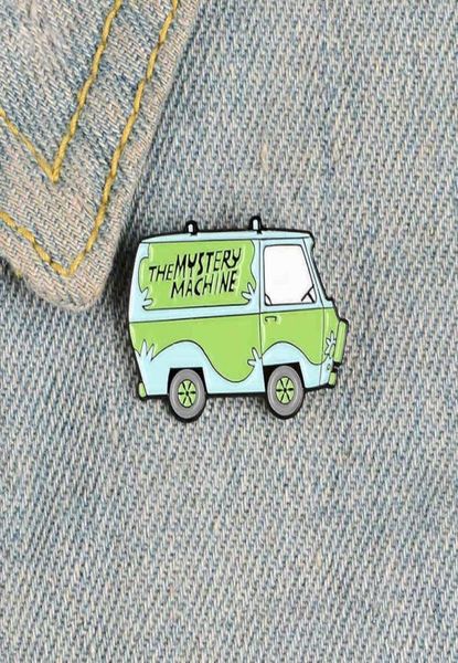 

magical green car enamel pins the mystery machine badges brooches for women backpack bag pin cartoon cute jewelry gifts 2461 t26218794060, Gray