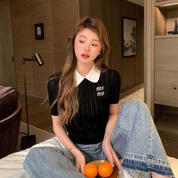 

summer ladies lotus collar letter sticker casual slim short sleeve, spandex fabric breathable not ball, casual fashion everyday everything., White