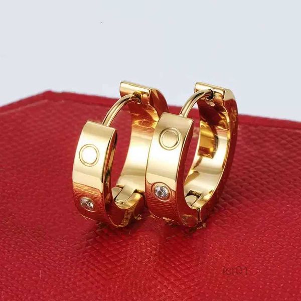 

2023 steel gold hoop stud earring for woman exquisite simple fashion c diamond ring lady earrings jewelry gift, Golden;silver