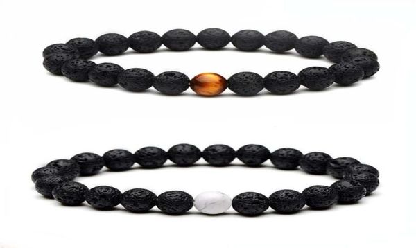 

8mm natural black lava stone beads tiger eye turquoise bracelet diy essential oil diffuser bracelet for women men jewelry5366176