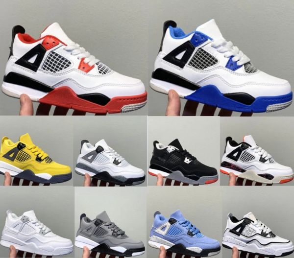 

kids basketball shoes 4s designer chicago cat toddler 4 kid boys girls shoes sneaker black green lights grey military youth baby trainers c