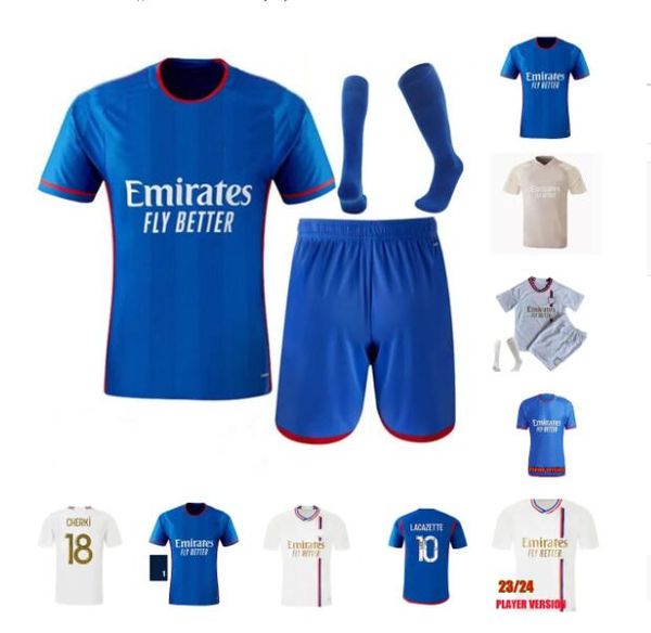 

23 24 lyon soccer jerseys dembele ol faivre cherki toko maillot de foot 2023 2024 olympique aouar lyonnais football shirt traore fans player, Black;yellow