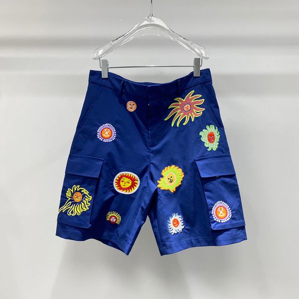 

2023 summer new arrival: ocean series deep blue embroidered shorts euro size s to xl, White;black