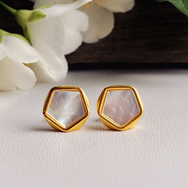 

stud lotus fun real 925 sterling silver creative north european style geometric angles design fine jewelry earrings for women 230729, Golden;silver