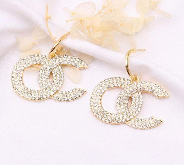 

designer women earrings 18k gold plated earring ear stud designers brand double letter crystal rhinestone geometric classic weddin8740056, Golden;silver