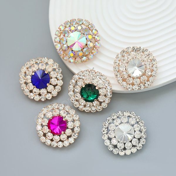 

simple shiny rhinestone round charms stud earrings for women fashion jewelry trendy girls collection earrings accessories, Golden;silver