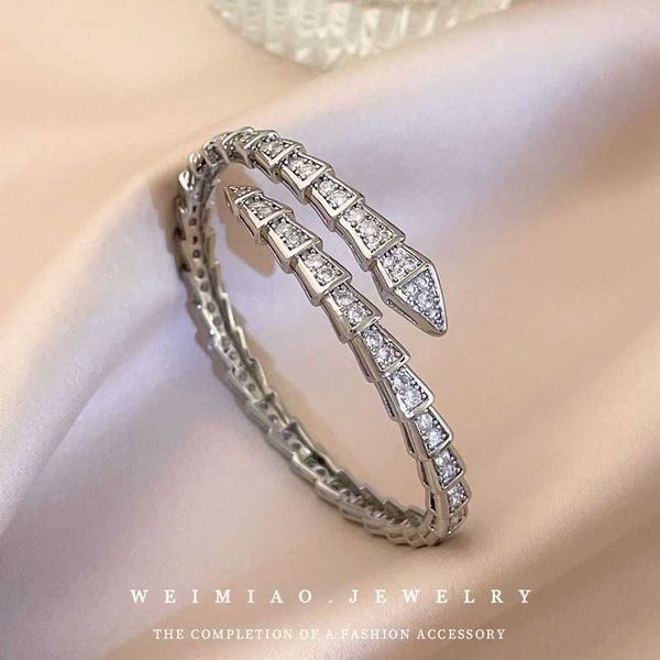 

cool style zircon snake shaped with individualized ins unique design sense open bracelet fashion and temperament handicraft, Black