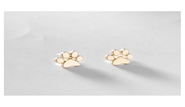 

new pet cat dog lover paw print stud earrings puppy memorial minimalist earring cute animal footprint gold silver plated earrings 9320519, Golden;silver