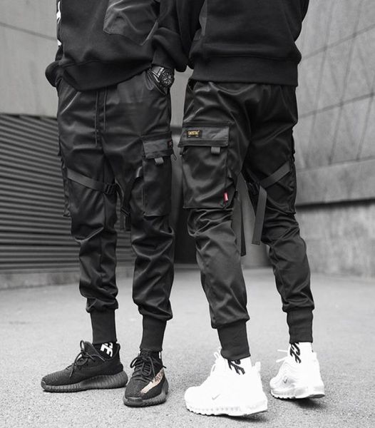

men039s side pockets hip hop patchwork cargo pants fashion trousers7567808, Black