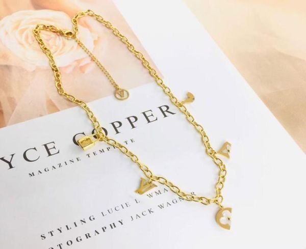 

2022 fashionable 18k gold plated stainless steel necklaces choker flower letter pendant statement fashion womens necklace wedding 5317688, Silver