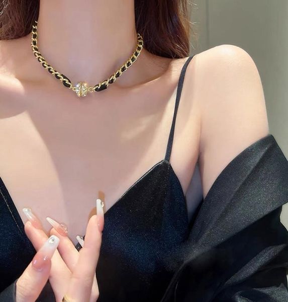 

lockets necklace leather chain magnetic necklace highend design fashion women039s jewelry9320958, Silver