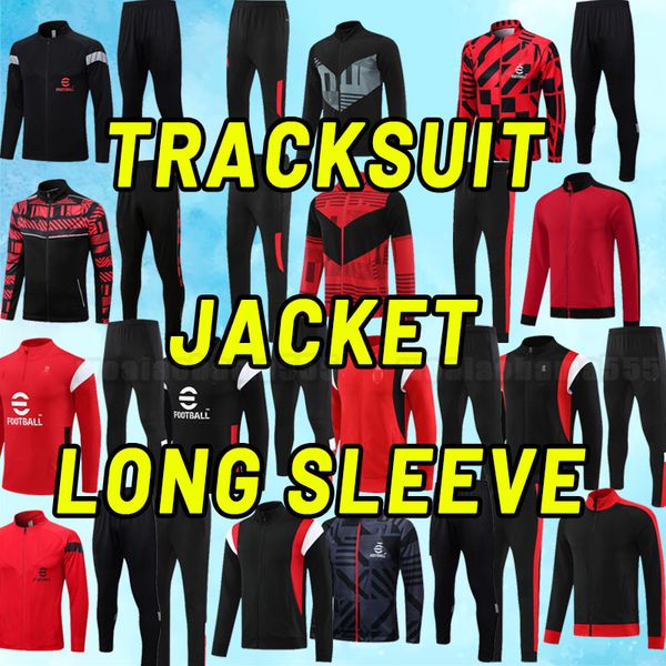 

23 24 soccer tracksuits ac milans 2023 tomori giroud ibrahimovic de ketelaere 2024 tonali theo brahim long sleeve jacket tracksuit set pants, Black