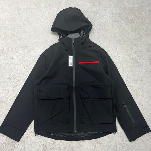 

2023 autumn/winter designer pocket design men's baseball neck jacket hooded windbreaker windbreaker, Black