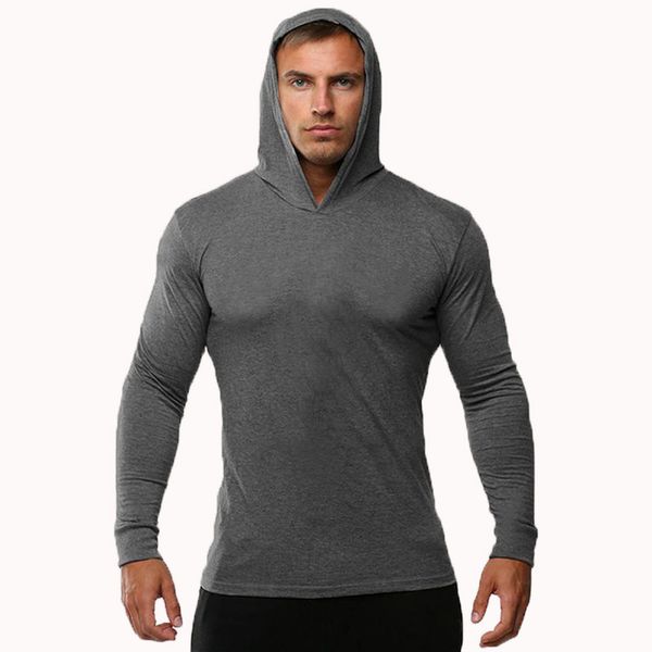 

mens hoodies sweatshirts summer thin long sleeve hooded european size mens fitness sports leisure running training gym 100% cotton sweater 2, Black