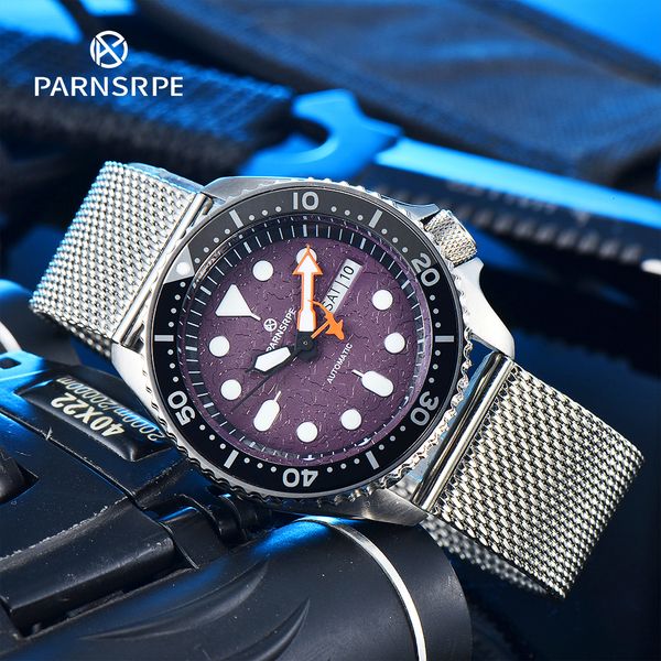 

other watches parnsrpe sk007 series men s watch nh36amovement super bright luminous texture dial day calendar diver automatic mechanical 230, Slivery;black