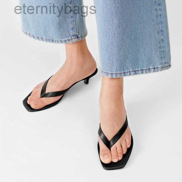 

toteme shoes french sandals slipper summer flip flops high heel shoe square head peep toe kitten heel flip-flops flip flops muller shoes for, Black