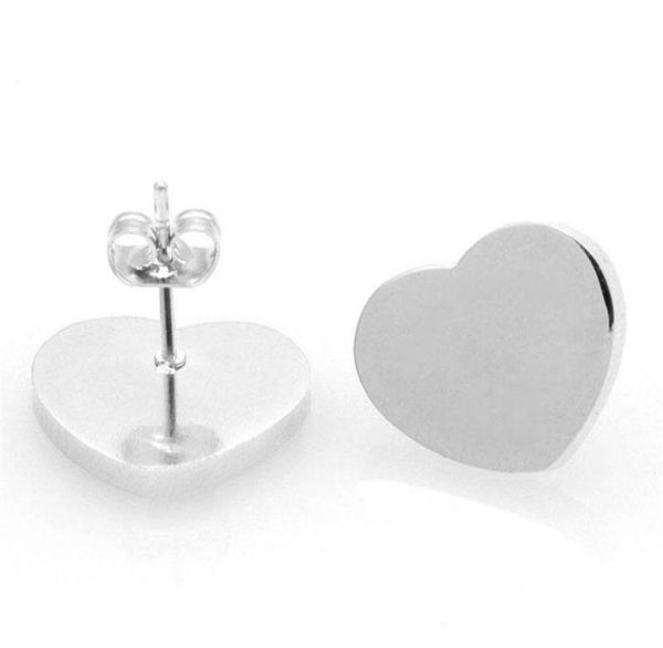 

stainless steel popular earrings heart t earrings hypoallergenic rose gold silver stud earrings for woman jewelry gift no box28587367058, Golden;silver