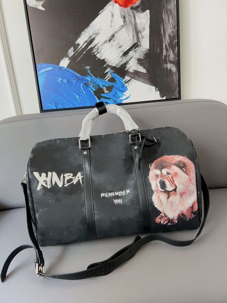 

famous brand men duffel bags dog graffiti letter travel bag shoulder bags totes designer women airport travel bag handbags mens gym bags yog