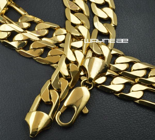 

18k yellow gold filled mens solid chain necklace curb chrismas gift n312 50 60 70cm6035021, Silver
