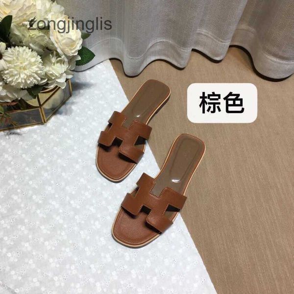 

slippers color slipper shoes designer h summer versatile bear oran women's sandal matching leather one line for tourism wear flat botto