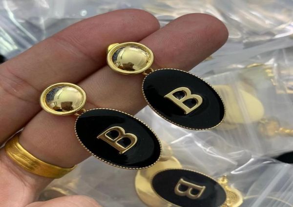 

new designed fashion b letters logo cards ladies earring studs vintage brass women039s earring designer jewelry79975478808438, Golden;silver