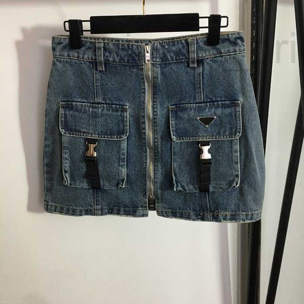 

plus size dresses designer hip hop pocket dress women denim zipper designers skirts high waist personality female street skirt clsb, Black