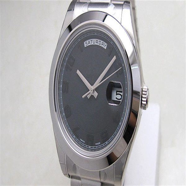

male fashion watch date function black dial automatic steel wristwatches r412518, Slivery;brown