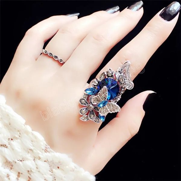 

2pcs/set butterfly ring sets fashion creative bohemia women's banquet ring luxury ladies jewelry, Silver