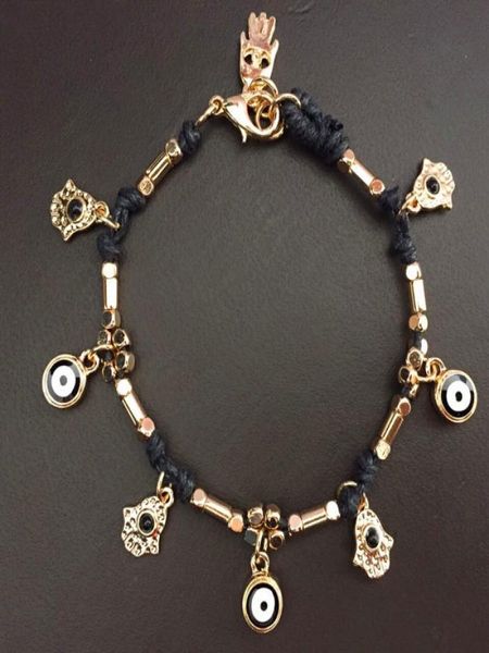 

lucky bracelet kabbalah fatima hamsa hand blue evil eye charms bracelets bangles multilayer turkish pulseras exquisite devil eye7031813, Golden;silver