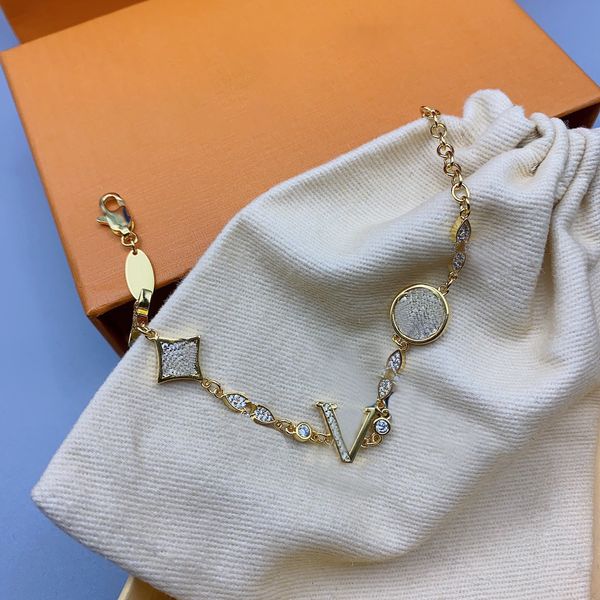 

bracelet 18k gold chain designer bracelet womens jewelry fashion flower letter chain bracelet party gift wedding, Black