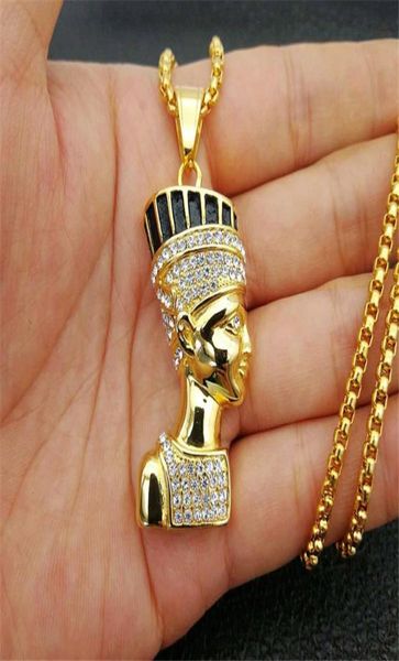 

pendant necklaces hip hop egyptian queen nefertiti hanger chains for women jewelry gold colour rustless steel whole 102976789377217782, Silver