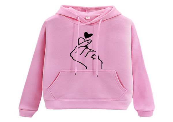 

harajuku women039s sweatshirt and hoody ladies oversize k yellow pink love heart finger hood casual hoodies for women girls4606480, Black