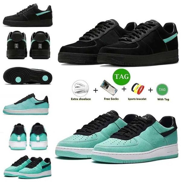 

2023 new with box designer casual shoes low cut triple white af1 platform skate airforce 1 tiffany x one university blue panda men women ske, Black