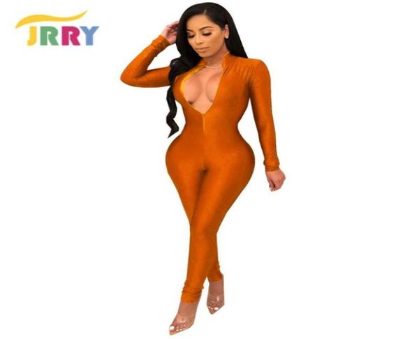 

women039s jumpsuits rompers jrry women jumpsuit long sleeve and pants solid v neck zipper7253033, Black;white