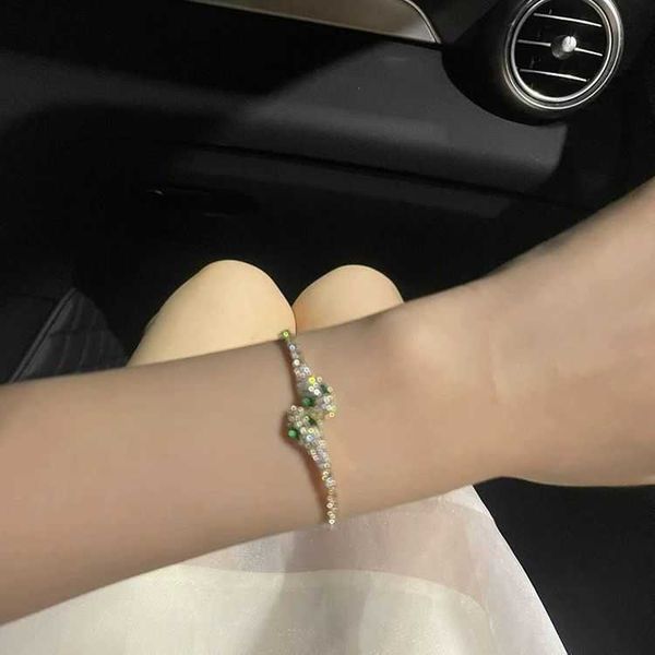 

little green snake full diamond light luxury bracelet women's small high sense 2023 new unique design handicraft, Black
