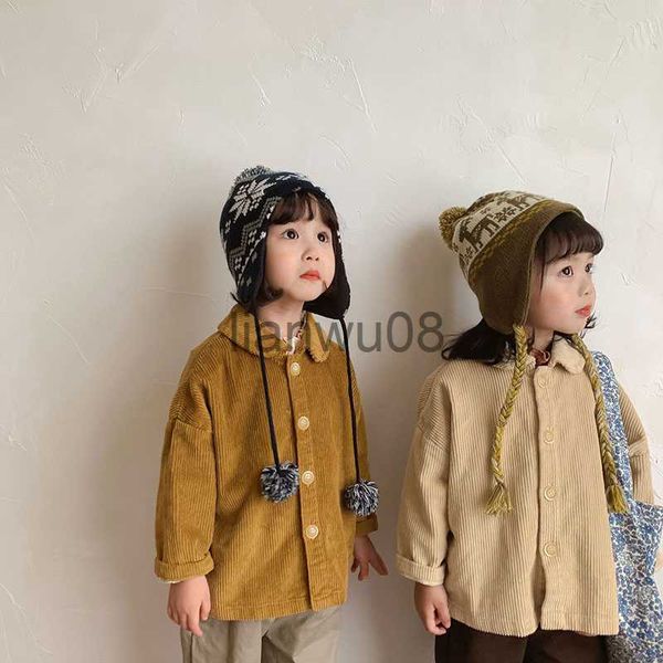 

kids shirts kids girls coat corduroy shirt jacket x0728, White;black