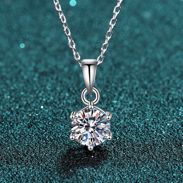 

classicalpendants necklace women 50point/1carat moissanite zircon s925 chain neckalces with box for festival gift to girlsfreind mother wedd, Silver