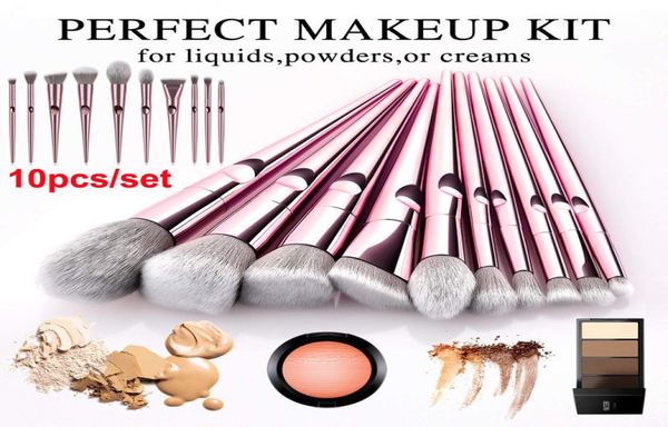 

10pcs brush set rose gold makeup brushes eyeshadow powder contour foundation brush beauty cosmetics tool8663636