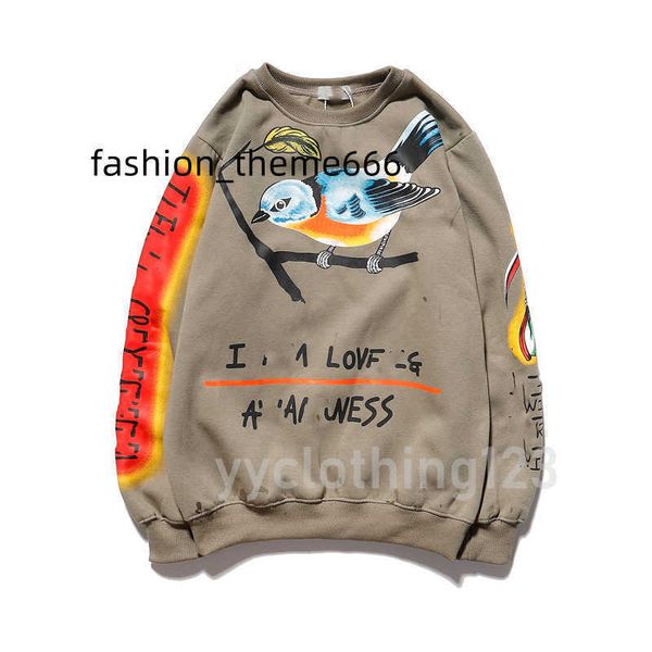 

men and women with the same fashion hoodie kanyees smiley face letter foam printed round neck hoodie for couples hellstar 23ss, Black