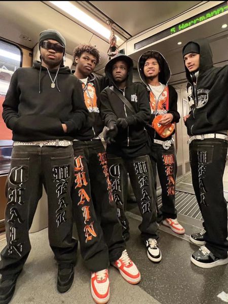 

men's jeans streetwear y2k jeans hip hop letter graphic print baggy denim pants men women harajuku casual punk rock loose trousers 2307, Blue
