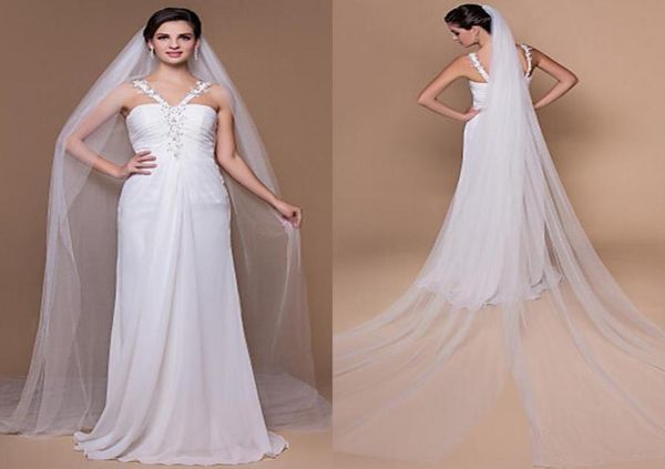 

custommade simple white wedding veils 2016 latest eifflebride with soft tulle about 3 meter long bridal veils8050303, Black