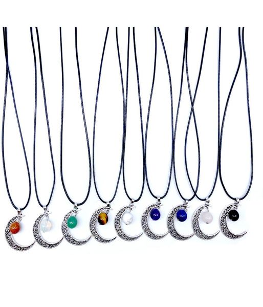 

12mm reiki stones ball turquoise pink quartz vintage moon frame charms pendant necklace for women men gift accessories6376855, Silver