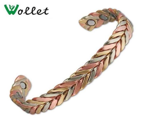

wollet jewelry set magnetic pure copper bracelets bangle ring for men women anti arthritis with 6 magnets pain relief 21120425422832748, Silver