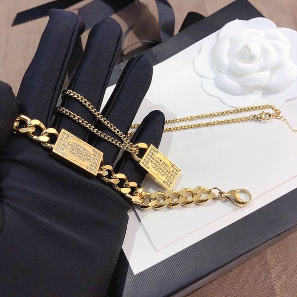 

luxury designer necklace necklace necklace chain crystal 18k gold plated 925 silver plated stainless steel letter pendant fashion women&#039