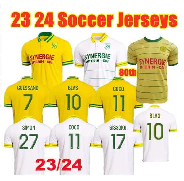 

23 24 maillots fc nantes soccer jerseys sissoko 17 etoile pallois 2023 2024 girotto coulibaly blas kolo muani black 3rd m. mohamed coco chir, Black;yellow